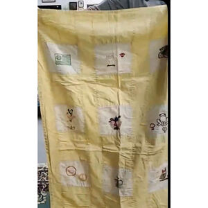 VTG Yellow Handmade Infant Toddler Lap Quilt Throw Patchwork Design 30" x 48"